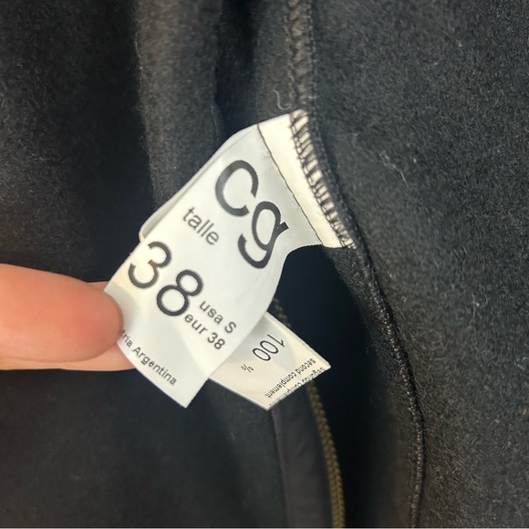 Coragroppo Black Wool & Leather Cowl Neck Multi Zipper Jacket Size Small - Picture 12 of 12